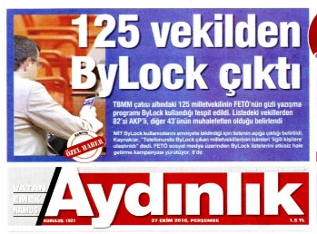 Perinçek’in Gazetesi Aydınlık: ByLock’u kullanan 125 Milletvekili var