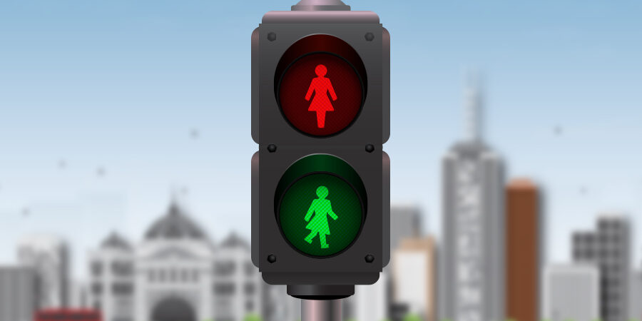 Melbourne’de 8 Mart sürprizi: Cinsiyet ayrımcılığına karşı, kadın figürlü trafik lambası