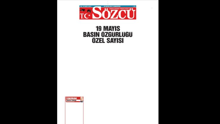Sözcü’den operasyona  anlamlı cevap : Gazetenin 1. sayfası boş olarak basıldı
