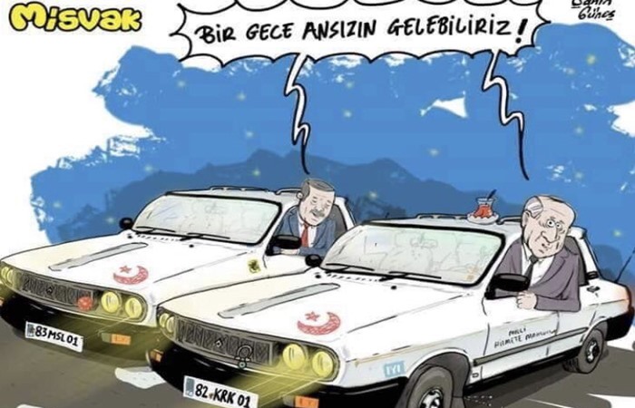 AKP’Lİ MİZAH DERGİSİ ERDOĞAN’I, KÜRTLERİN KATİLİ ‘BEYAZ TORASLARA’ BİNDİRDİ