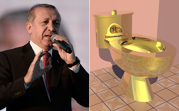Erdoğan ‘izah etti’: Saray klozeti altın değil, altın rengi sarı pirinçten