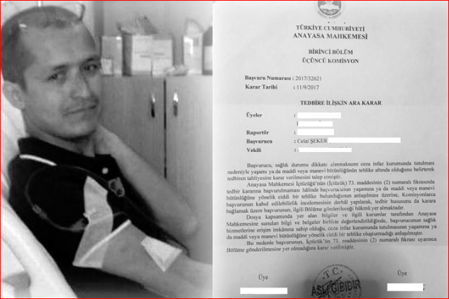 Hasta tutuklu ölümüyle bile Anayasa Mahkemesini ikna edemedi