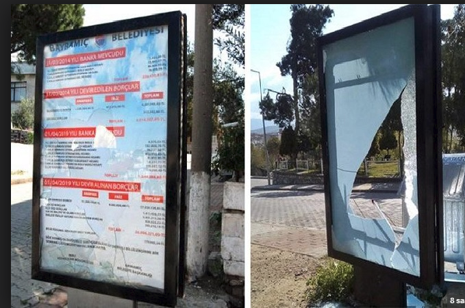 AKP’nin borcunun afişle duyurulduğu bilboardlar parçalandı