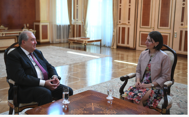 NSW Başbakanı Berejiklian Erivan’da: Ermenistan Cumhurbaşkanı Sarkisyan tarafından kabul edildi