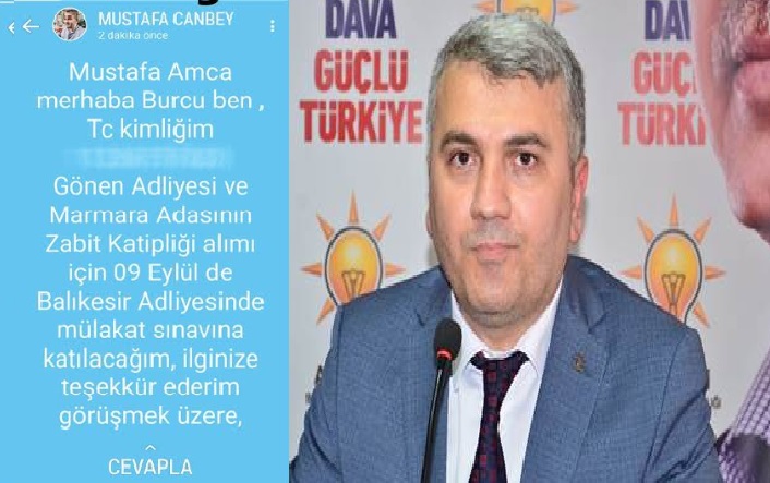 AKP’li vekil torpil talebini hatayla paylaştı: Zabit katipliğine gireceğim ilginizi rica ederim Mustafa Amca!
