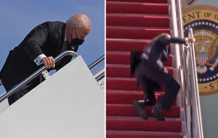 Biden, Air Force One uçağının merdivenlerinden düştü