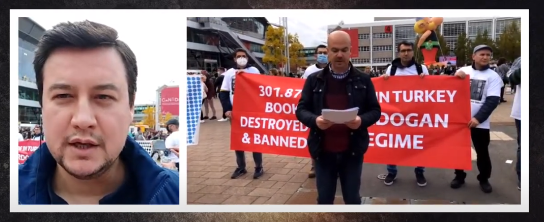 Sürgün gazeteciler, Frankfurt Kitap Fuarı’nda ‘tutsak’ arkadaşları için yürüdü