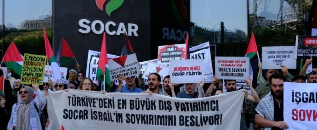 İsrail’e petrol taşıyan Azeri petrol şirketi SOCAR’a İstanbul’da protesto: Soykırıma petrol tedarikini kesin