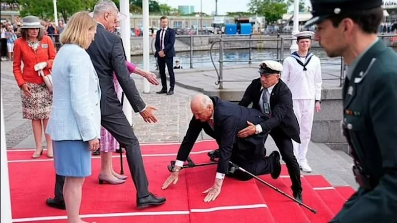Norveç Kralı V. Harald kırmızı halıda yere kapaklandı