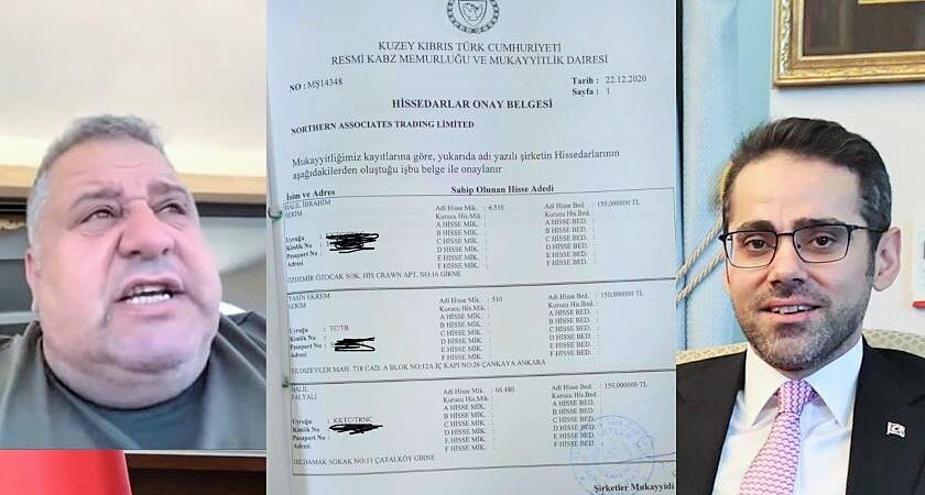 KKTC Büyükelçisi Yasin Ekrem Serim ile uyuşturucu baronu Falyalı ortaklığının belgesi!