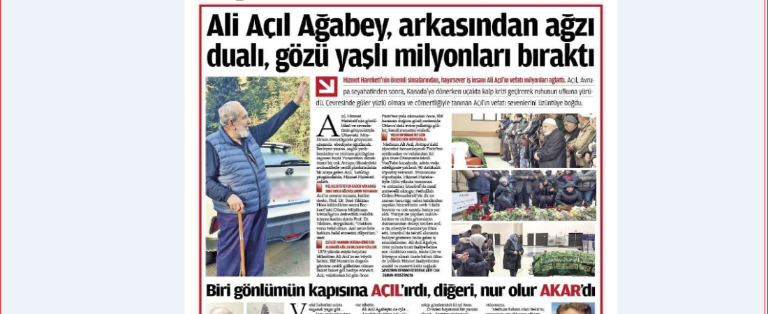 ZAMAN Avustralya’dan vefa: Zaman’a Sığmayan Ömürler’ kervanına katılan Ali Açıl’ın hayatı özel ekte toplandı
