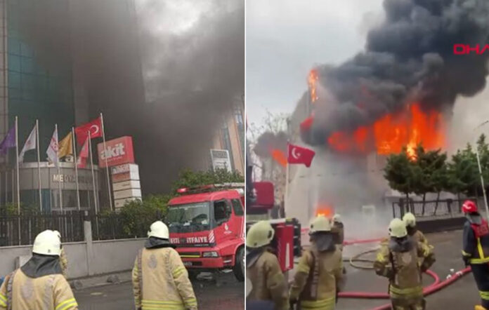 Havuz Medyası Akit’in binası, alevlere teslim oldu