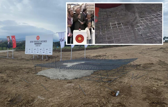Deprem bölgesinde temal atma da sahte: Erdoğan’ın İskenderun’daki hastane temel atma töreni mizansen çıktı