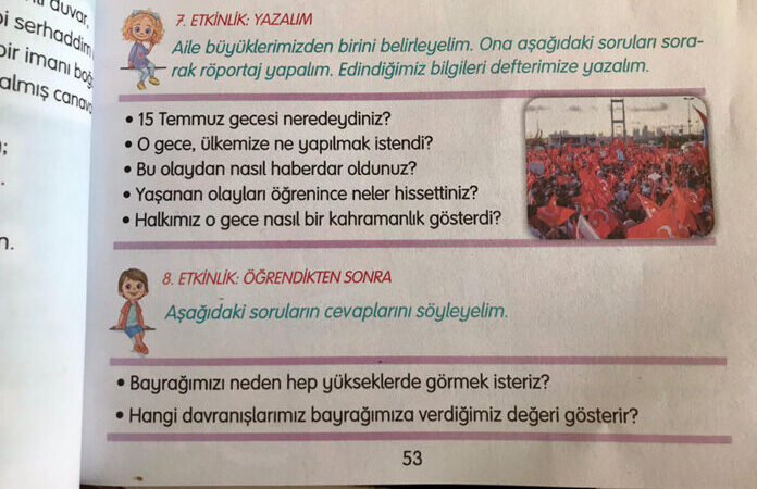 Fişleme, çocuklara indi: 15 Temmuz Kurgu Darbesi, İlkokul 3. sınıf kitaplarında