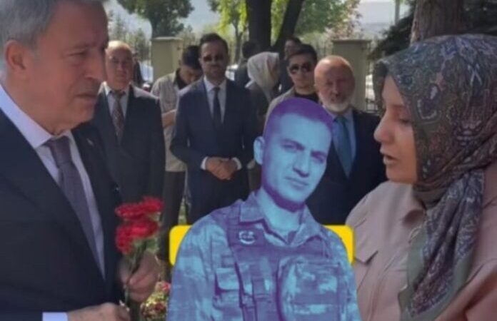 KHK’lı şehit polisin eşi Altunok, Hulusi Akar’ın yüzüne: Eşimi açığa aldınız, hapse attınız, askere çağırdınız, Ağrı’da şehit oldu