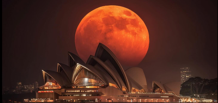 Ay tutulması, Sydney Opera House ile aynı karede